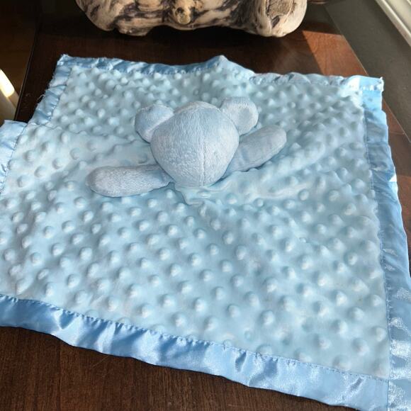 Pro Goleem Blue Bear Plush Lovey Baby Security Blanket 16” Satin Minky Dots - Picture 5 of 7